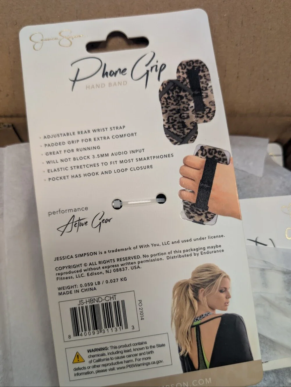 💜 Jessica Simpson Phone Grip Hand Band Cheetah Print Adjustable Wrist Strap NWT